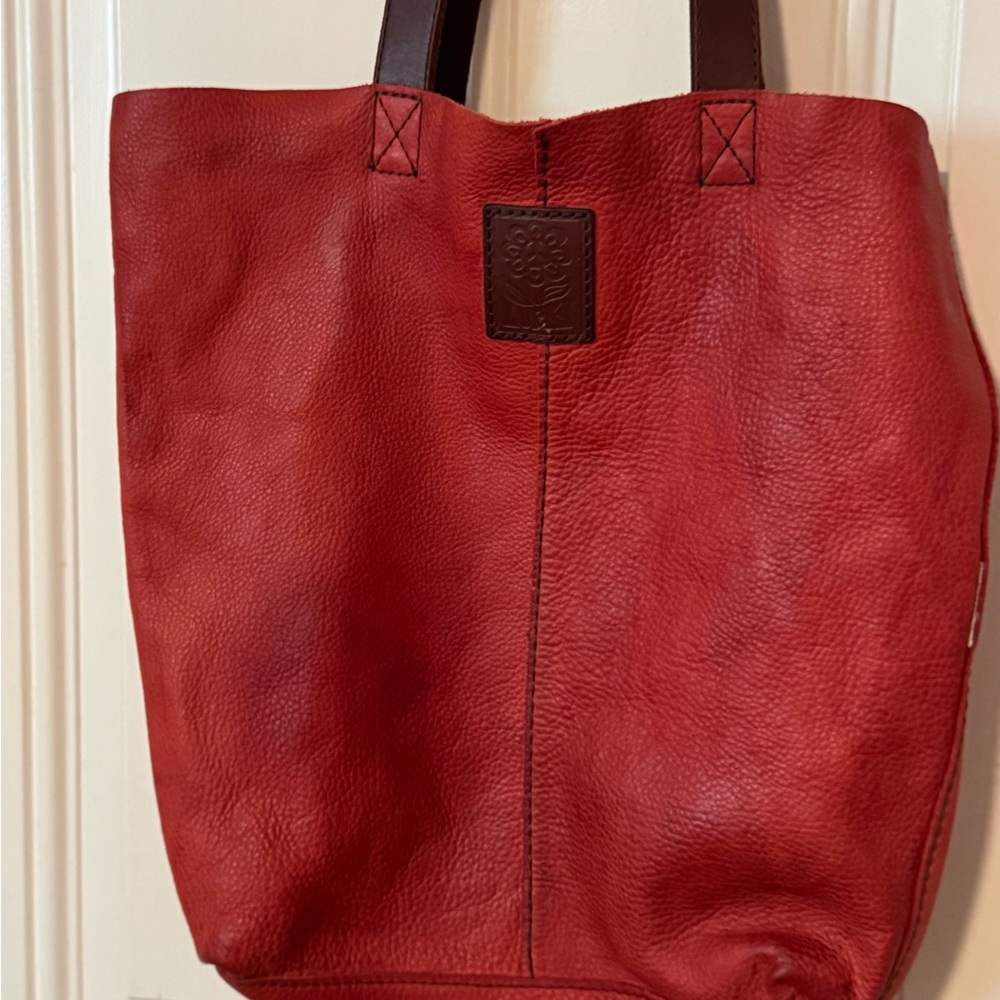 Stylish Red Leather Tote Bag